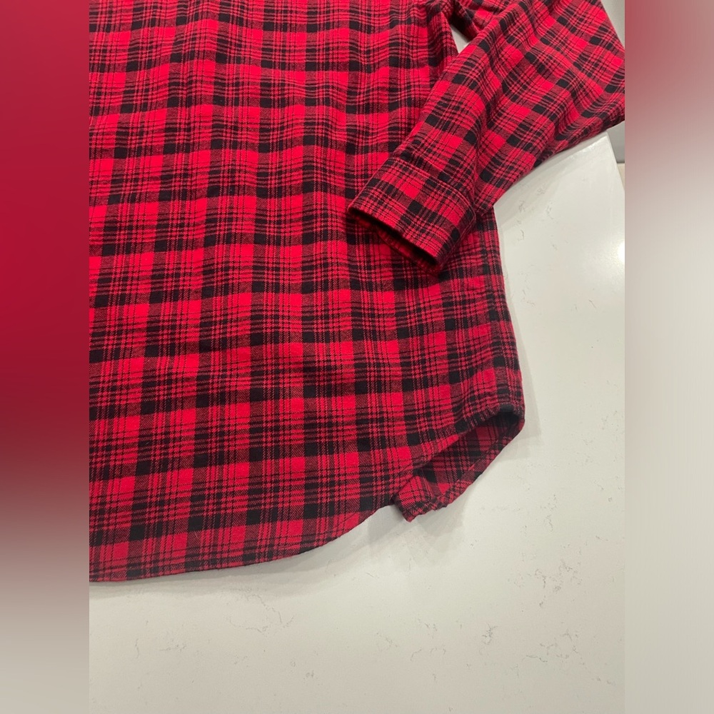 Lauren Ralph Lauren Women Red Black Plaid Flannel Button-Down Shirt Sz S cotton - Picture 11 of 15